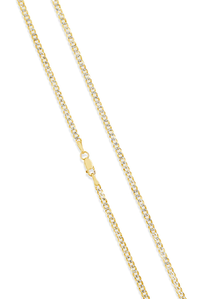 Solid Two Tone Diamond Cut Curve Link Chain