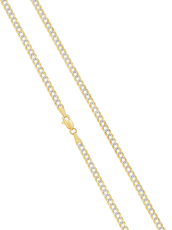 Solid Two Tone Diamond Cut Curve Link Chain