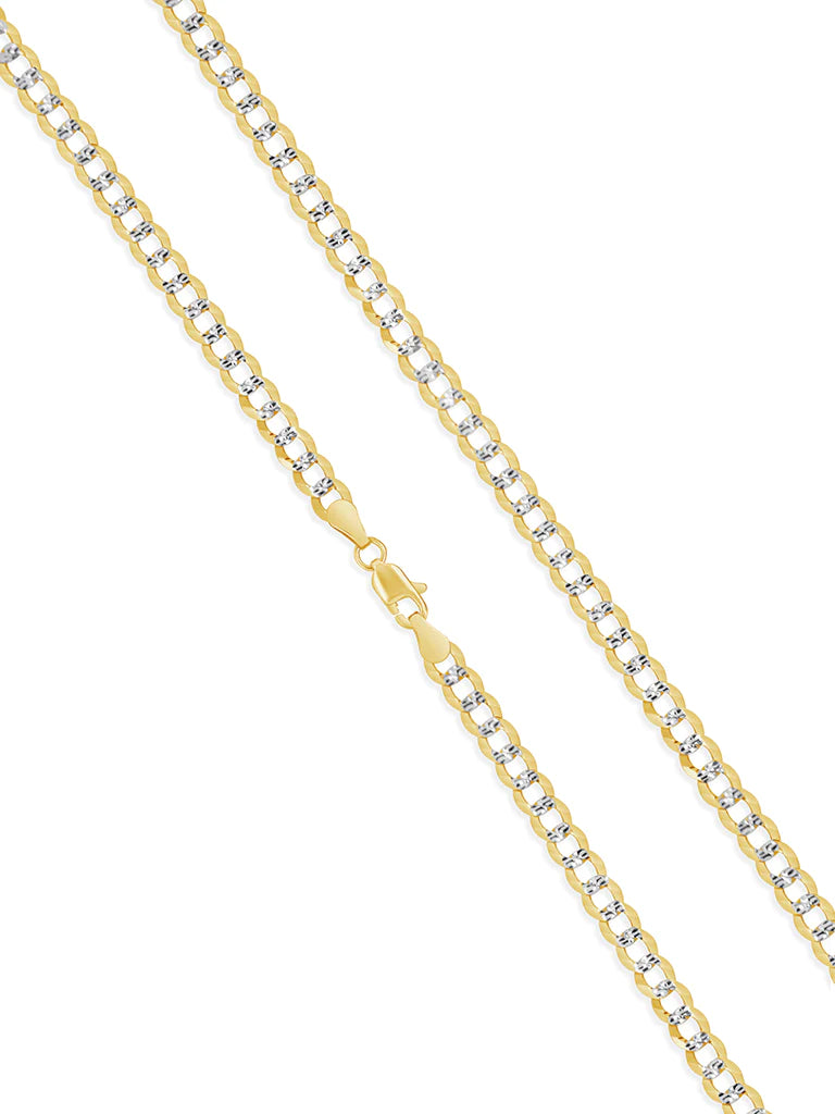 Solid Two Tone Diamond Cut Curve Link Chain