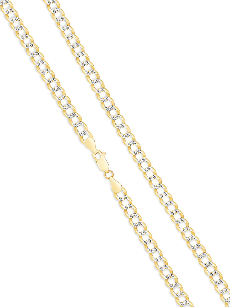 Solid Two Tone Diamond Cut Curve Link Chain