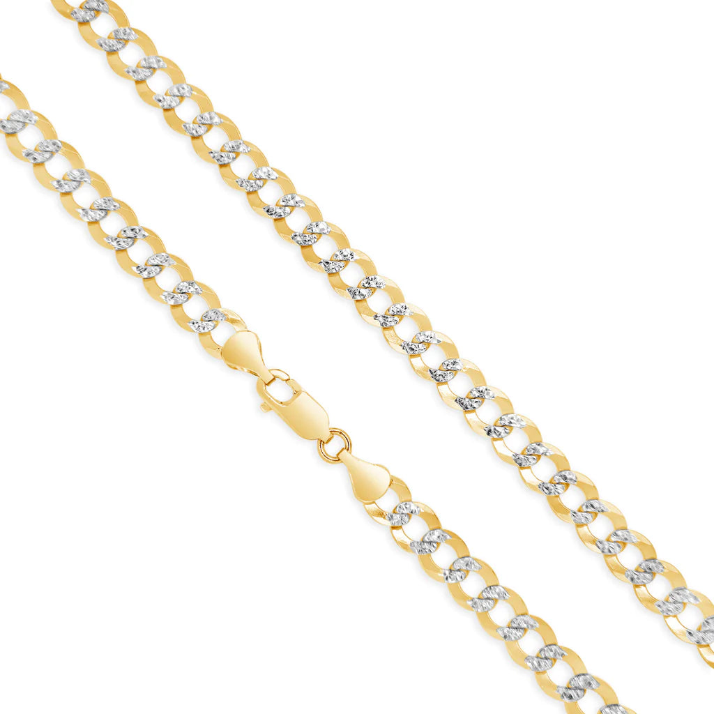 Solid Two Tone Diamond Cut Curve Link Chain