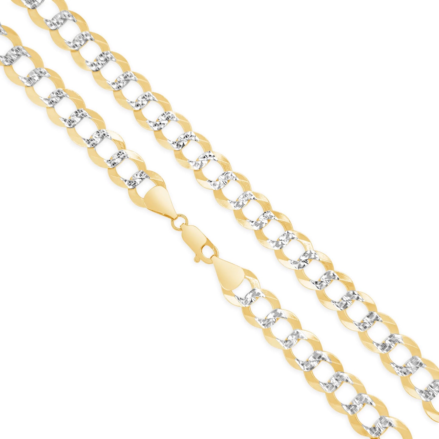 Solid Two Tone Diamond Cut Curve Link Chain